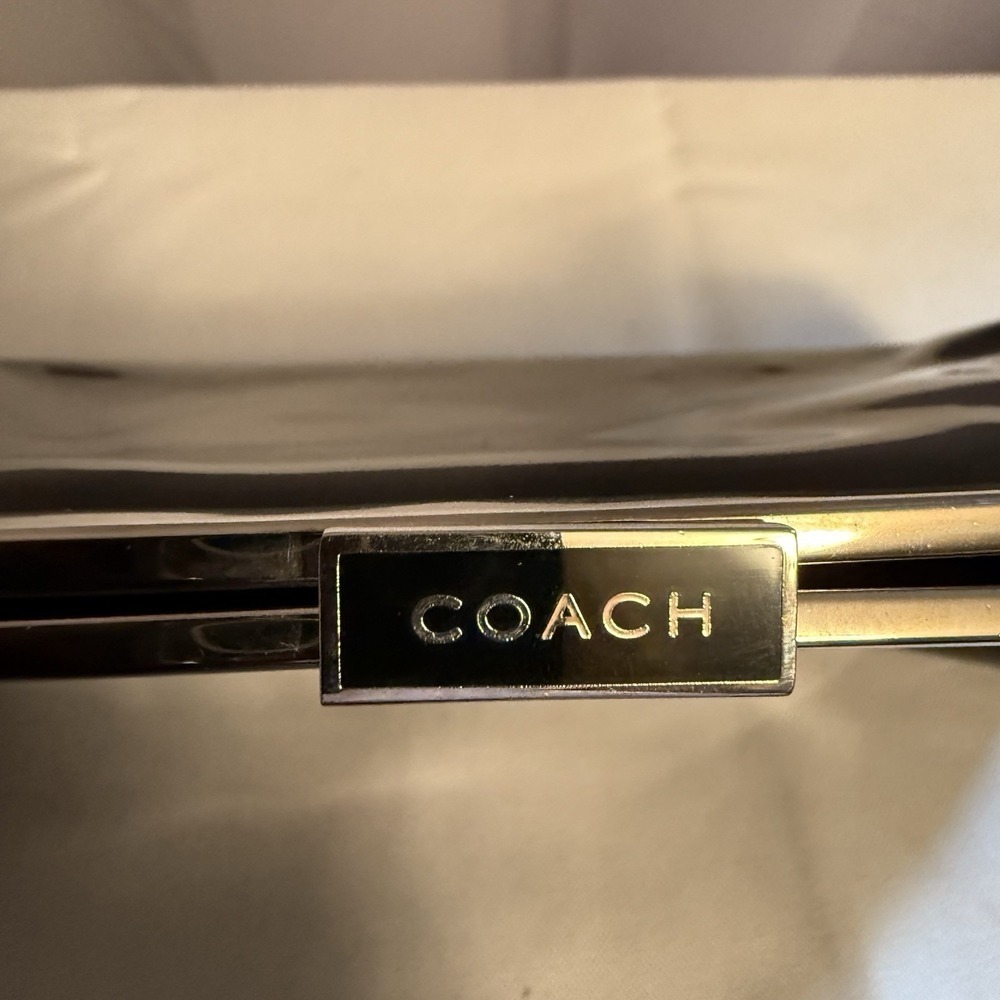 Rare Vintage Coach 2001 Black Patent Leather Shoulder Evening Bag Clutch Purse - Picture 6 of 14